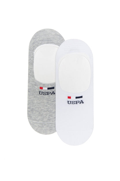 2-Pack White And Grey No Show Socks