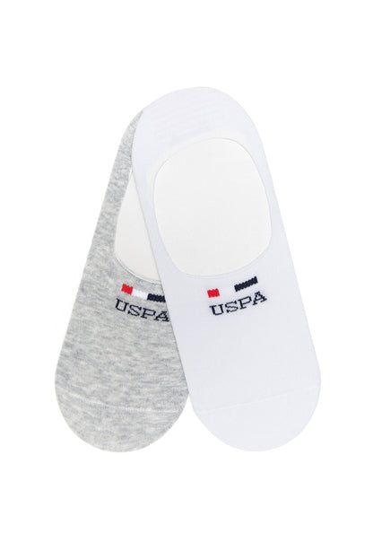 2-Pack White And Grey No Show Socks