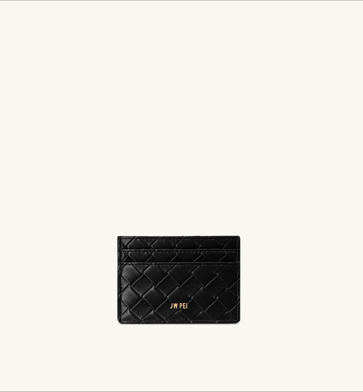 JW PEI Black Women Woven Texture Card Holder  SKU: 20035-112_Black Image 01