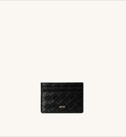 JW PEI Black Women Woven Texture Card Holder  SKU: 20035-112_Black Image 01