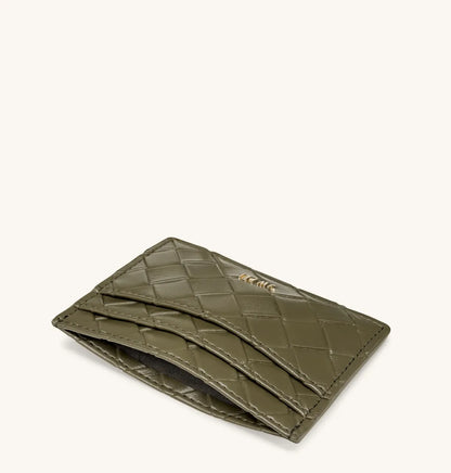 JW PEI Olive Green Women Woven Texture Card Holder SKU: 20035-71_Olive Green Image 03