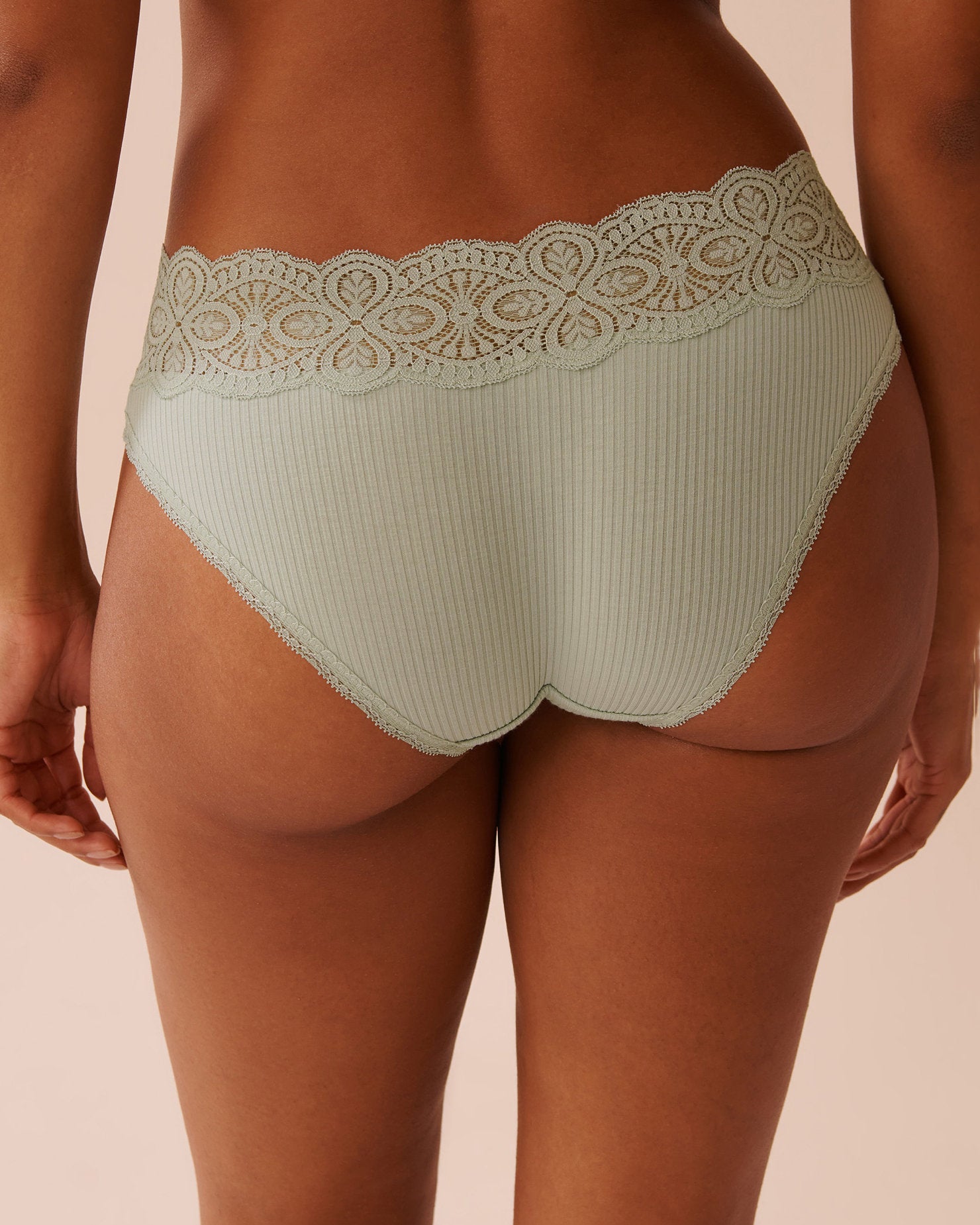 La Vie en Rose_Lace Trim Ribbed Bikini Panty_20100556_30055_02