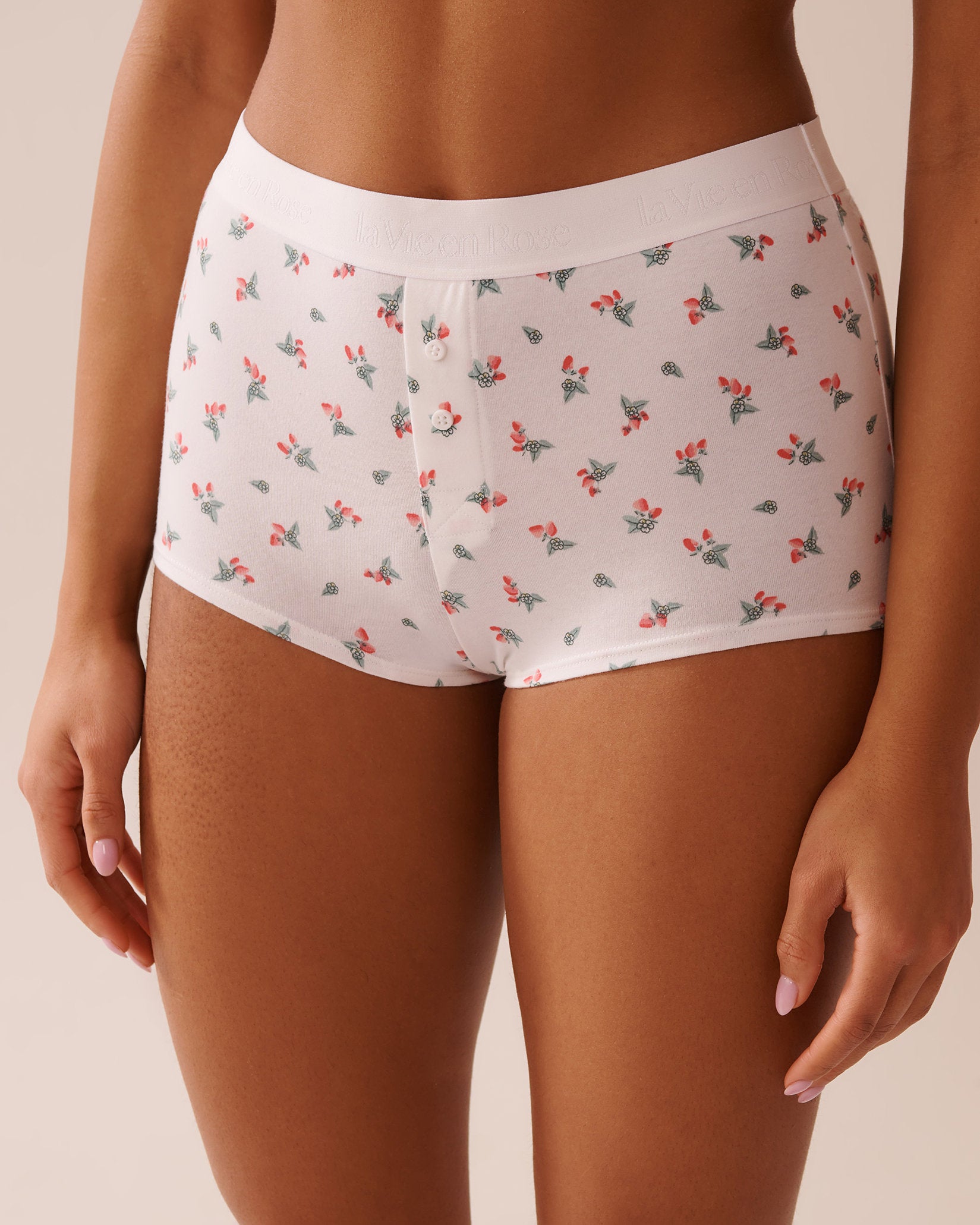 La Vie en Rose_Cotton and Logo Elastic Band High Waist Boyleg Pan_20100579_P10482_01