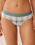 La Vie en Rose_Gray Mist Plaid_Cotton and Logo Elastic Band Bikini Panty_20100646_P40481_01