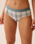 La Vie en Rose_Gray Mist Plaid_Cotton and Logo Elastic Band Hiphugger Panty_20100647_P40481_01