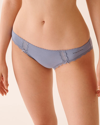 La Vie en Rose_Stonewash_Cotton and Lace Detail Bikini Panty_20100662_40011_01