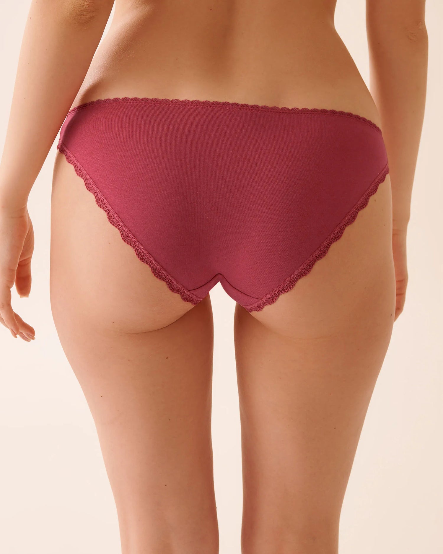 La Vie en Rose_Carmine_Cotton and Lace Detail Bikini Panty_20100662_60190_02