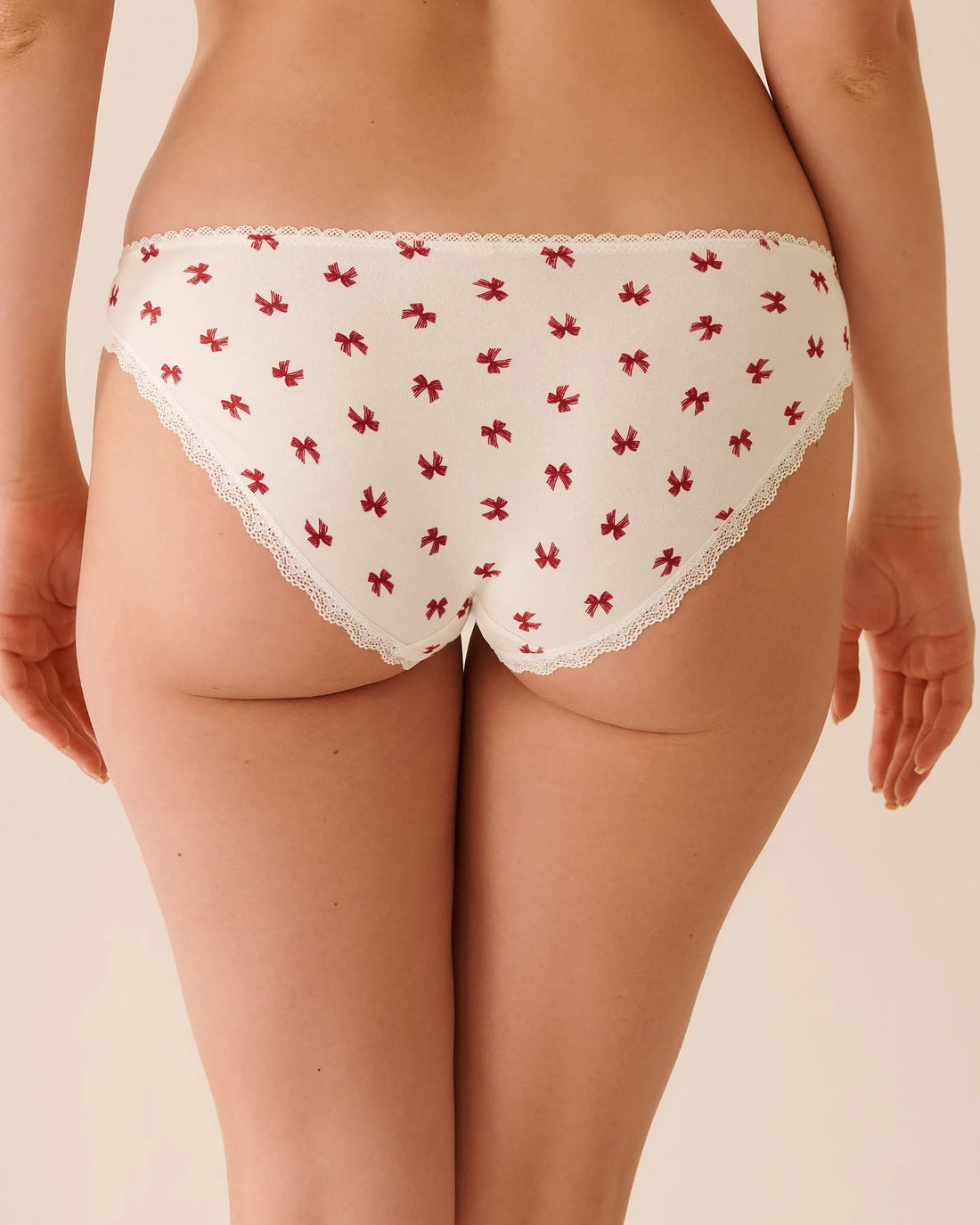 La Vie en Rose_Snow White Stripped Bow_Cotton and Lace Detail Bikini Panty_20100662_P10558_02