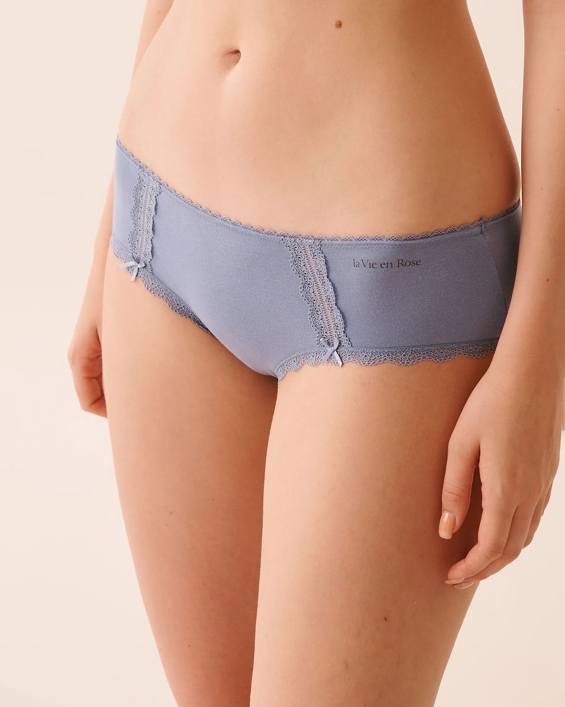 La Vie en Rose_Stonewash_Cotton and Lace Detail Hiphugger Panty_20100663_40011_01