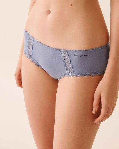 La Vie en Rose_Stonewash_Cotton and Lace Detail Hiphugger Panty_20100663_40011_01