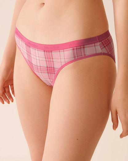 La Vie en Rose_Cherry Blossom Pink Plaid_Cotton Bikini Panty_20100673_P60427_01