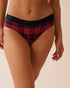 La Vie en Rose_Black & Savvy Red Plaid_Cotton and Logo Elastic Band Bikini Panty_20100689_P60421_01