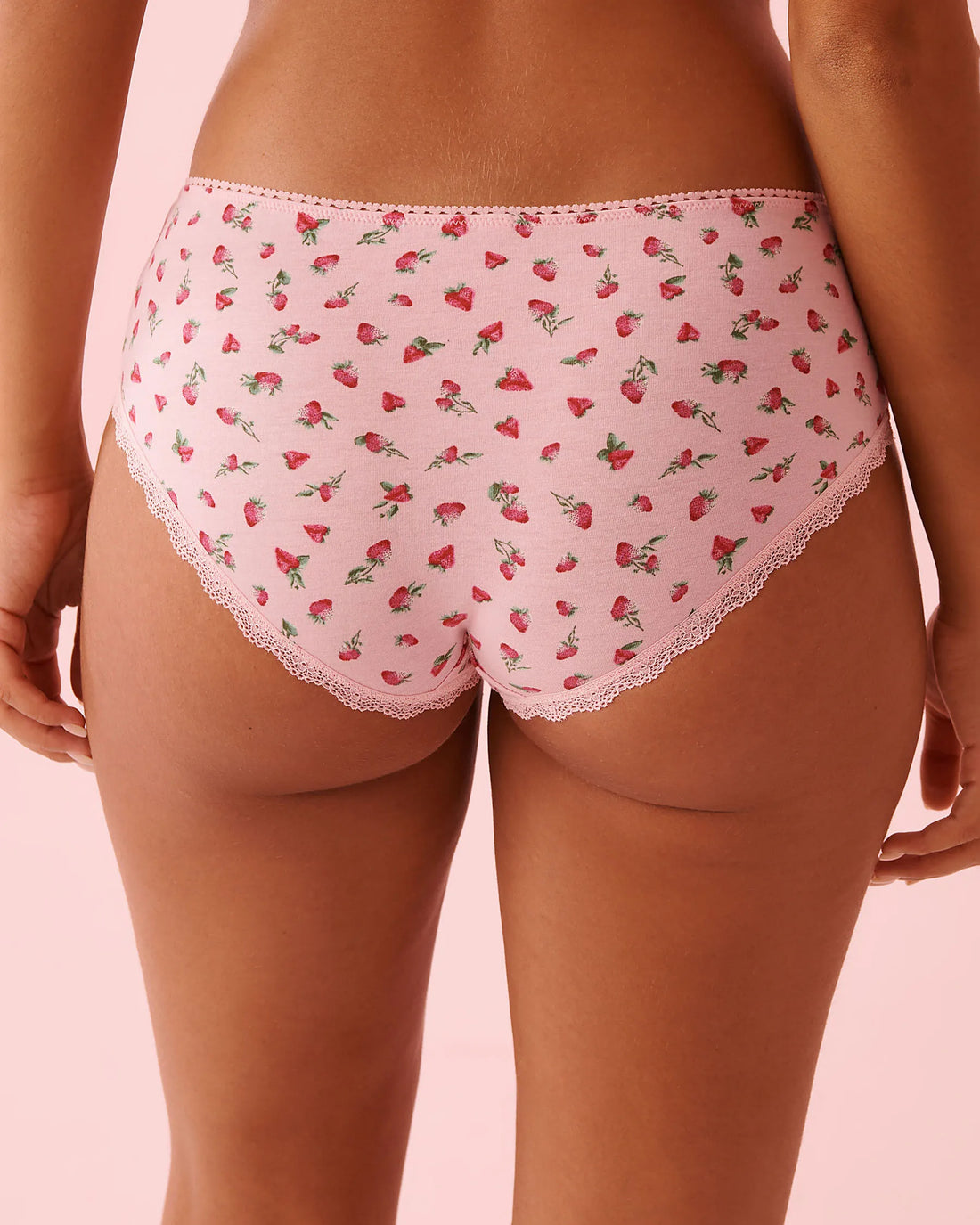 La Vie en Rose_Tickled Pink Strawberry_Cotton and Lace Detail Hiphugger Panty_20100700_P60440_02