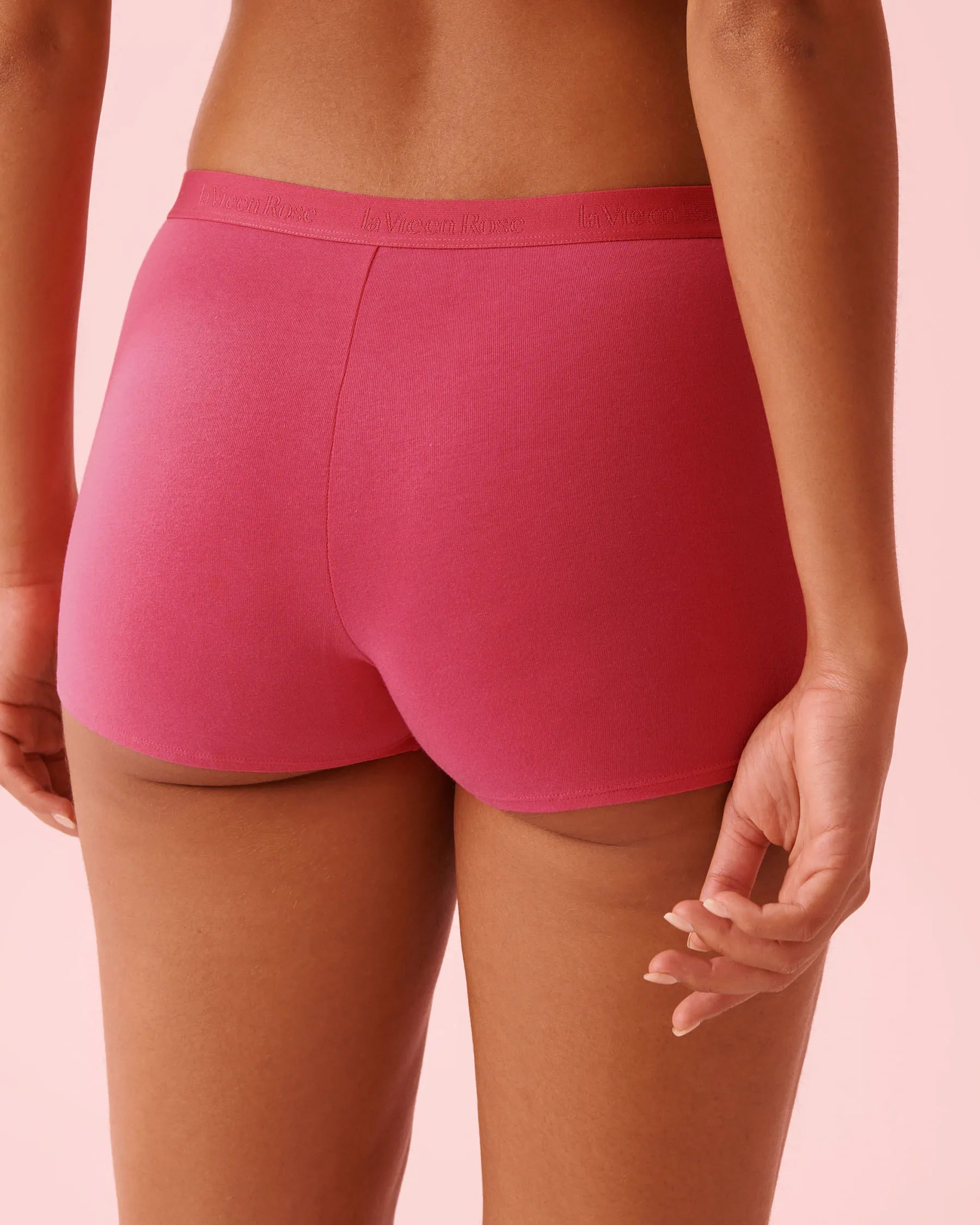 La Vie en Rose_Fuchsia Rose_Cotton and Logo Elastic Band High Waist Boyshort Panty_20100703_60228_02