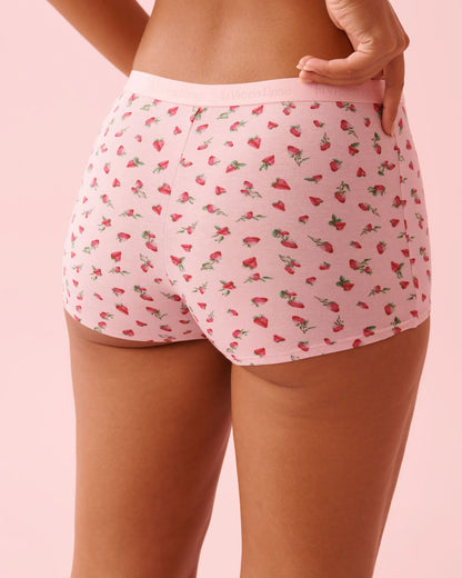 La Vie en Rose_Tickled Pink Strawberry_Cotton and Logo Elastic Band High Waist Boyshort Panty_20100703_P60440_02