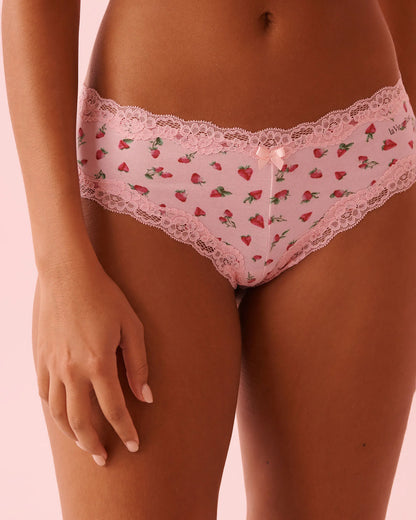 La Vie en Rose_Tickled Pink Strawberry_Cotton and Lace Trim Cheeky Panty_20100709_P60440_01