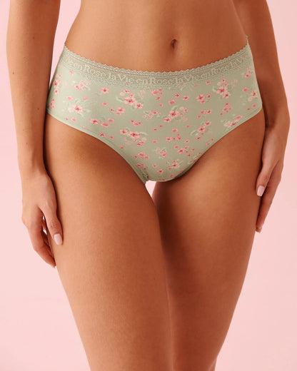 La Vie en Rose Mineral Gray Floral Women Super Soft Lace Trim High Waist Bikini Panty SKU: 20100720_P30142 Image 01