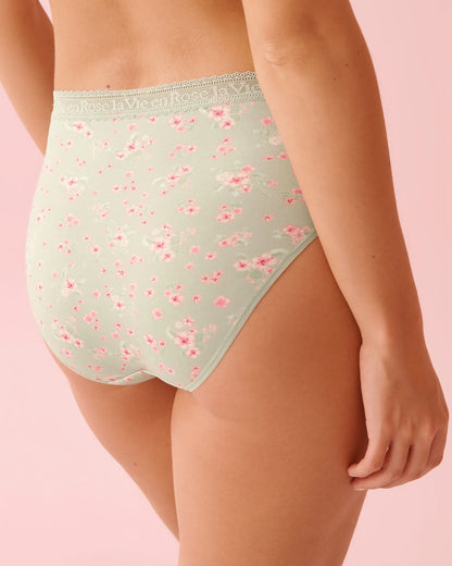 La Vie en Rose Mineral Gray Floral Women Super Soft Lace Trim High Waist Bikini Panty SKU: 20100720_P30142 Image 02
