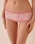 La Vie en Rose Pink Icing Gingham Floral Women Super Soft Lace Trim Boyshort Panty SKU: 20100743_P60468 Image 01