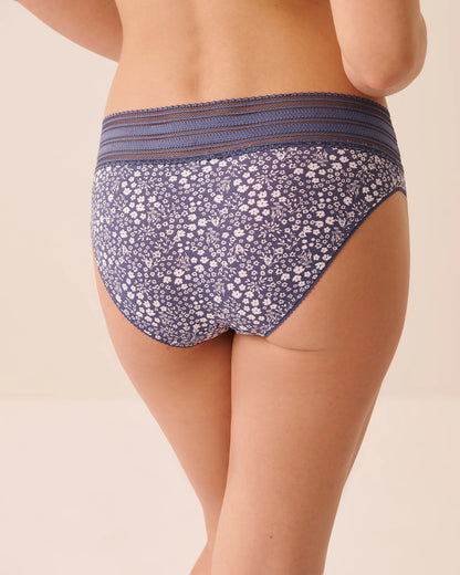 La Vie en Rose Crown Blue Ditsy Women Cotton And Linear Lace Band Bikini Panty SKU: 20100766_P40579 Image 02