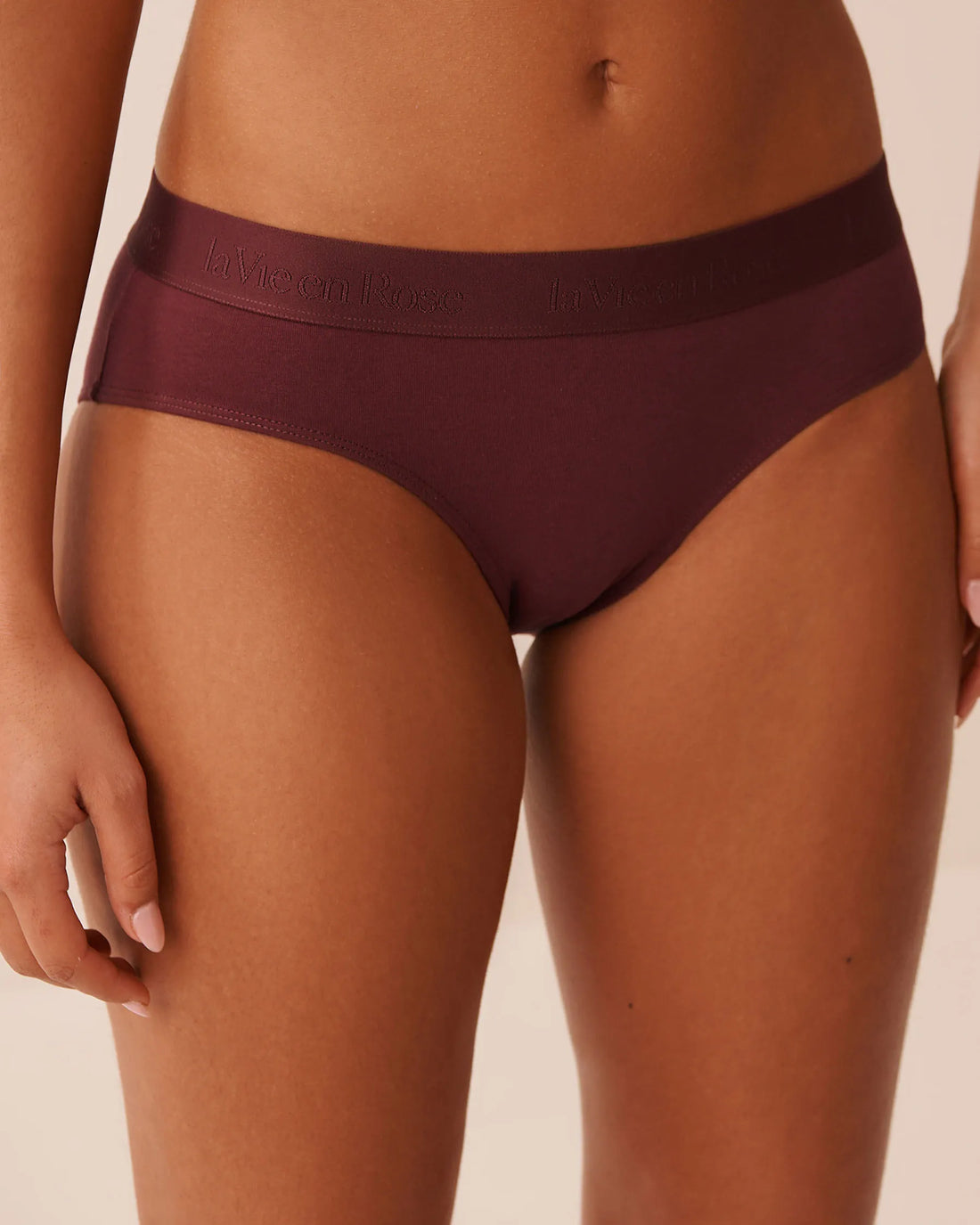 La Vie en Rose Burgundy Women Cotton And Logo Elastic Band Bikini Panty SKU: 20100796_50062 Image 01