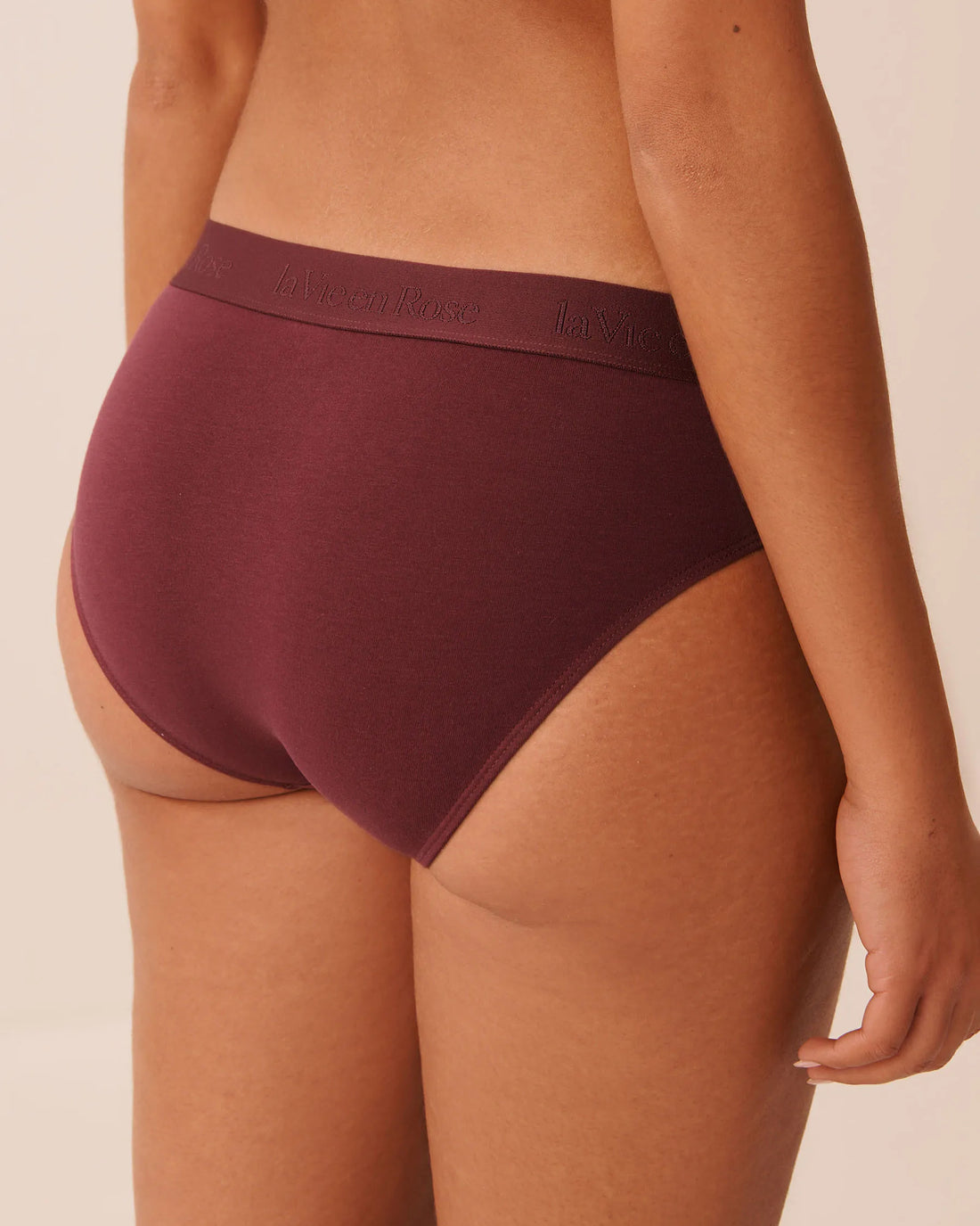 La Vie en Rose Burgundy Women Cotton And Logo Elastic Band Bikini Panty SKU: 20100796_50062 Image 02