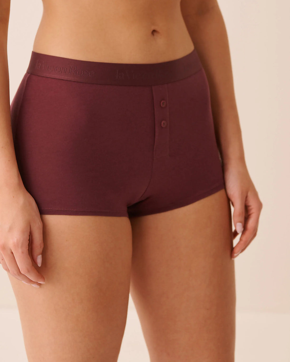 La Vie en Rose Burgundy Women Cotton And Logo Elastic Band High Waist Boyshort Panty SKU: 20100797_50062 Image 01