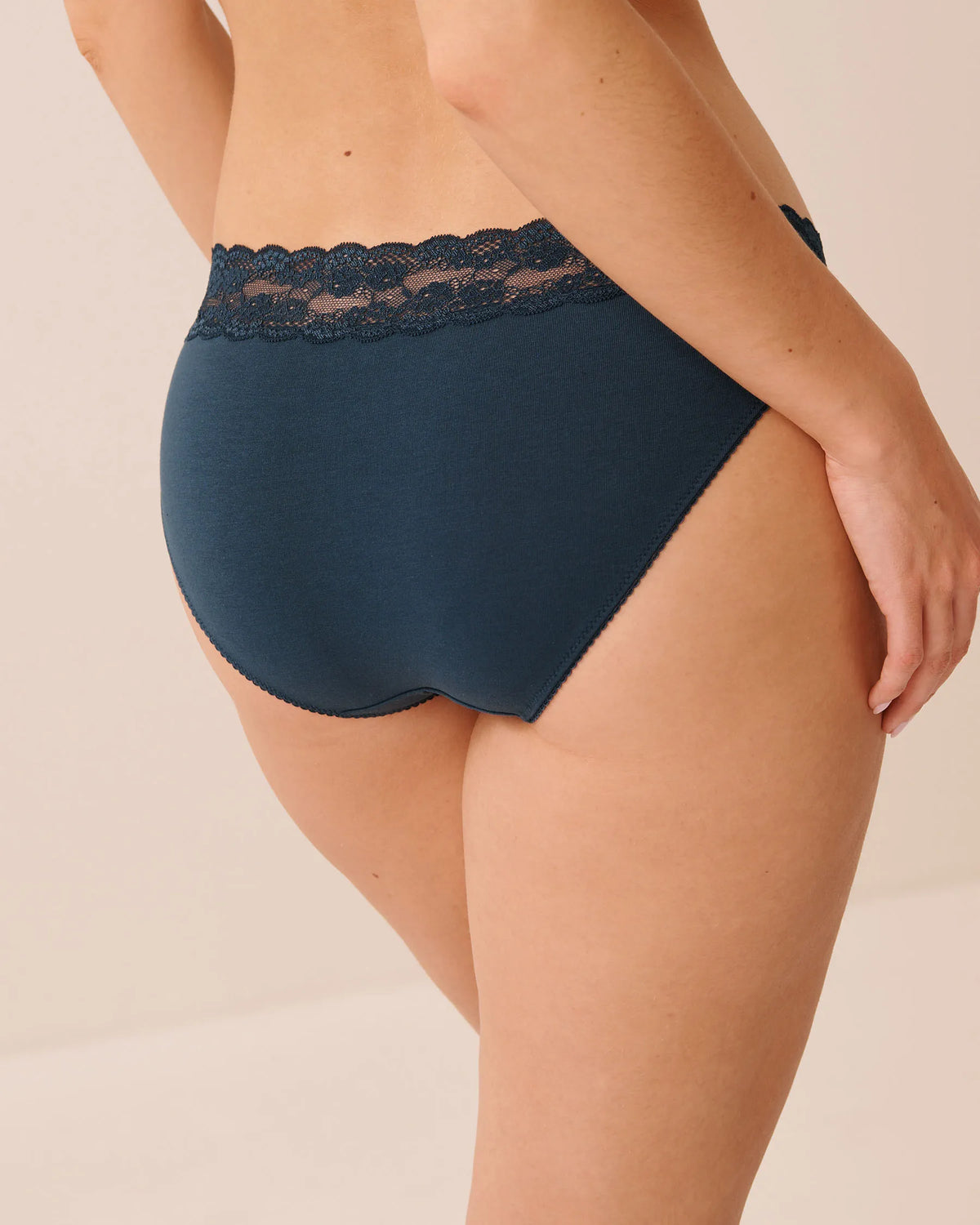 La Vie en Rose Midnight Navy Women Cotton And Lace Band Bikini Panty SKU: 20100802_40008 Image 02