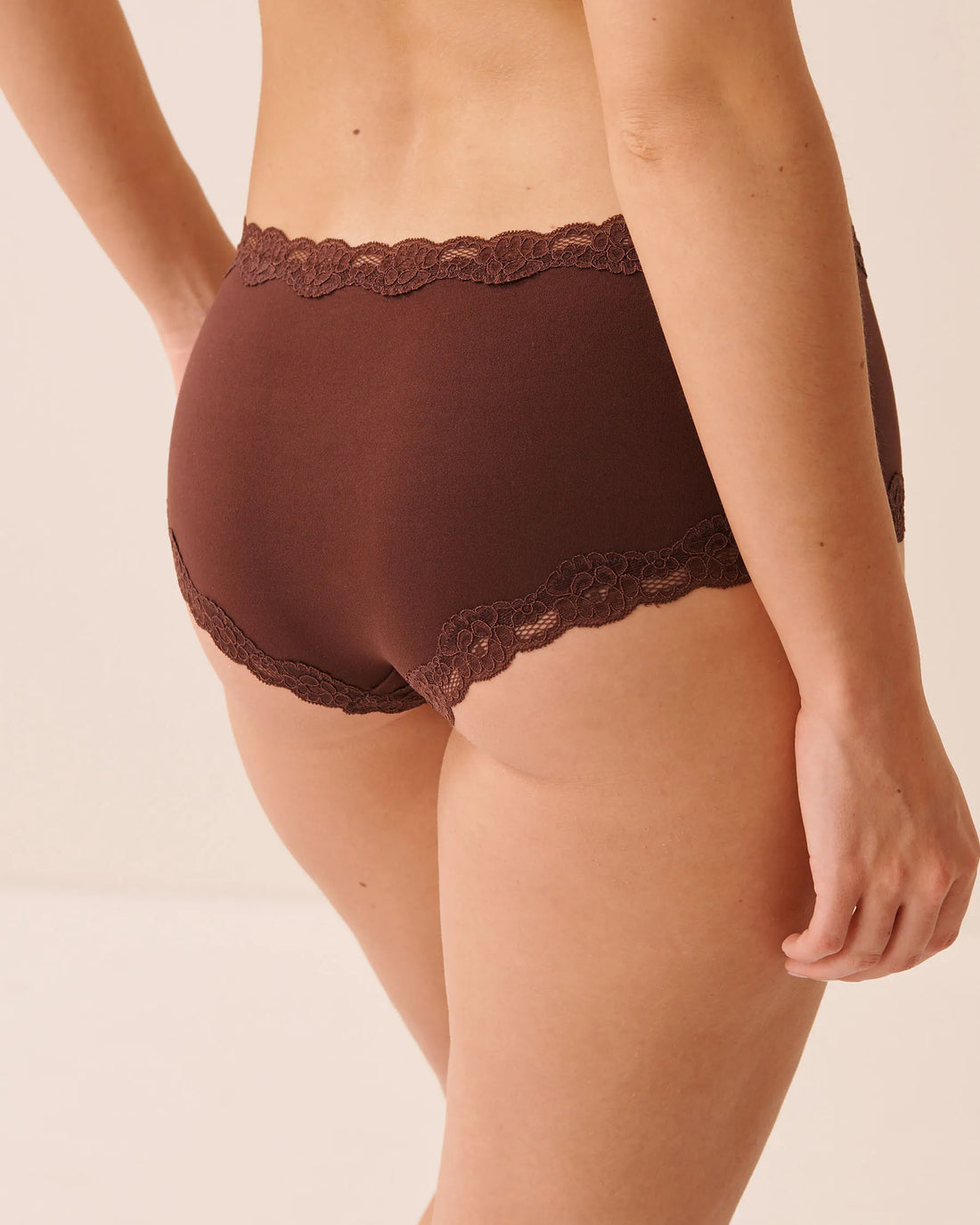 La Vie en Rose Brown Stone Women Super Soft Lace Trim Boyshort Panty SKU: 20100805_20131 Image 02