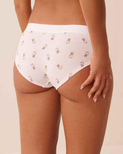 La Vie en Rose Snow White Dog Frenchie Women Cotton And Logo Elastic Band Hiphugger Panty SKU: 20100809_P10633 Image 02