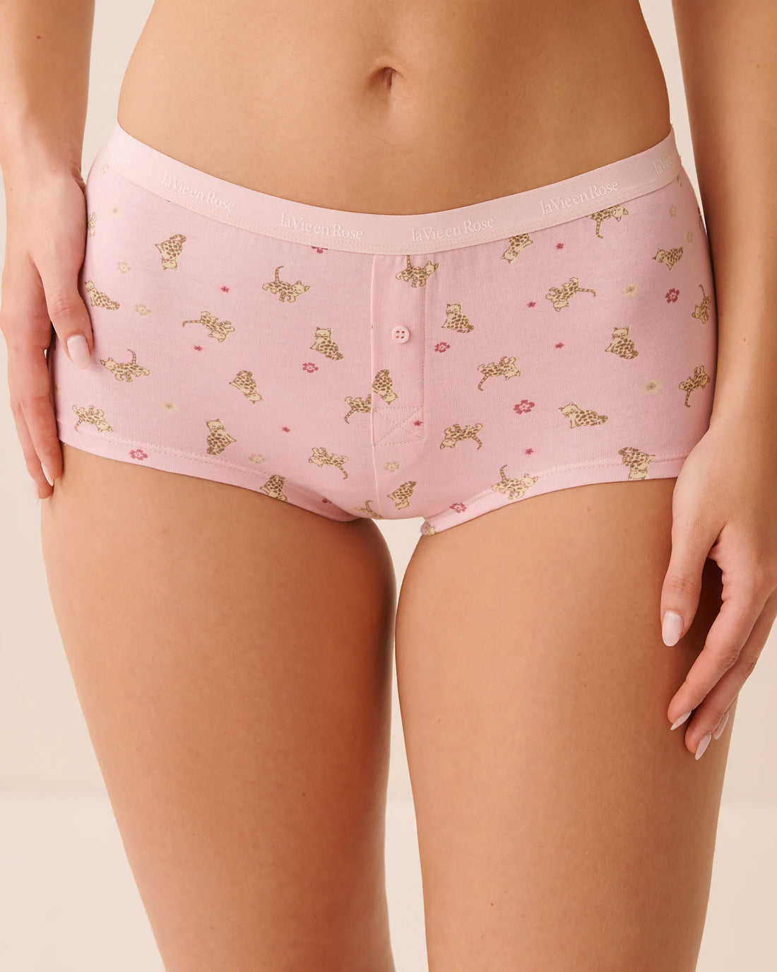 La Vie en Rose Pale Lilac Cat Women Cotton Boyshort Panty SKU: 20100811_P50110 Image 01