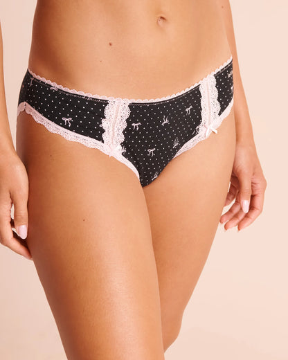 La Vie en Rose Black Beauty Bow Women Cotton and Lace Detail Bikini Panty SKU: 20100836_P00543 Image 01