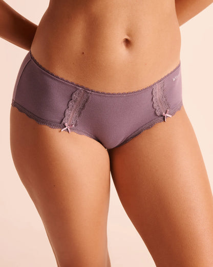 La Vie en Rose Black Plum Women Cotton and Lace Detail Hiphugger Panty SKU: 20100837_50006 Image 01