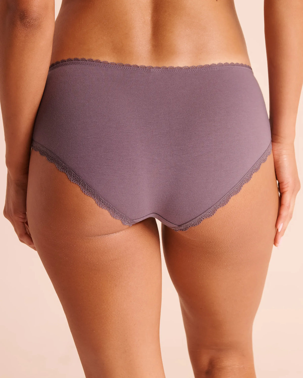 La Vie en Rose Black Plum Women Cotton and Lace Detail Hiphugger Panty SKU: 20100837_50006 Image 02