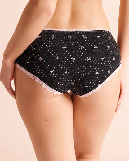 La Vie en Rose Black Beauty Bow Women Cotton and Lace Detail Hiphugger Panty SKU: 20100837_P00543 Image 02