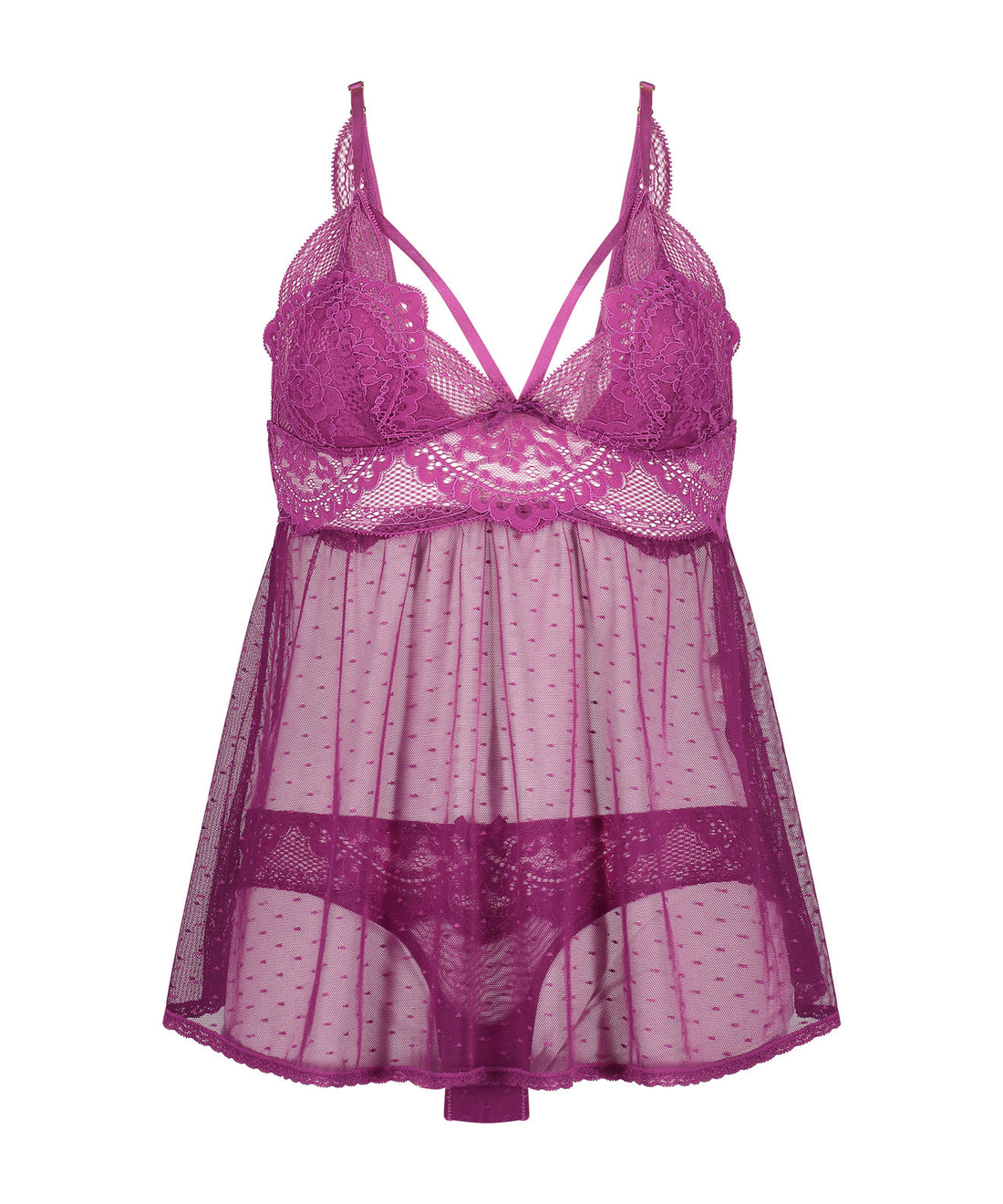 Dot Mesh Oceana Babydoll_201683_Wild Aster_01