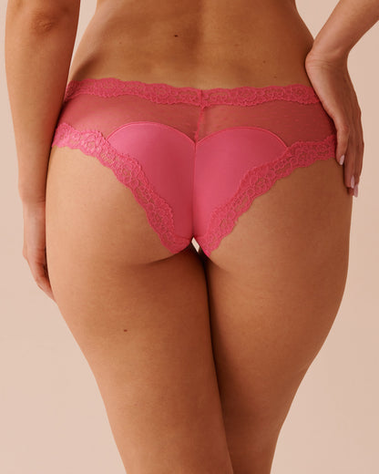 La Vie en Rose_Heart-Shaped Microfiber and Lace Trim Cheeky Panty_20200566_60102_02