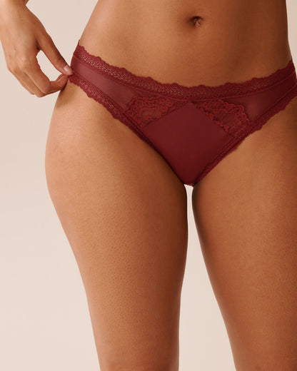 La Vie en Rose_Sun-Dried Tomato_Mesh and Lace Trim Bikini Panty_20200660_60205_01