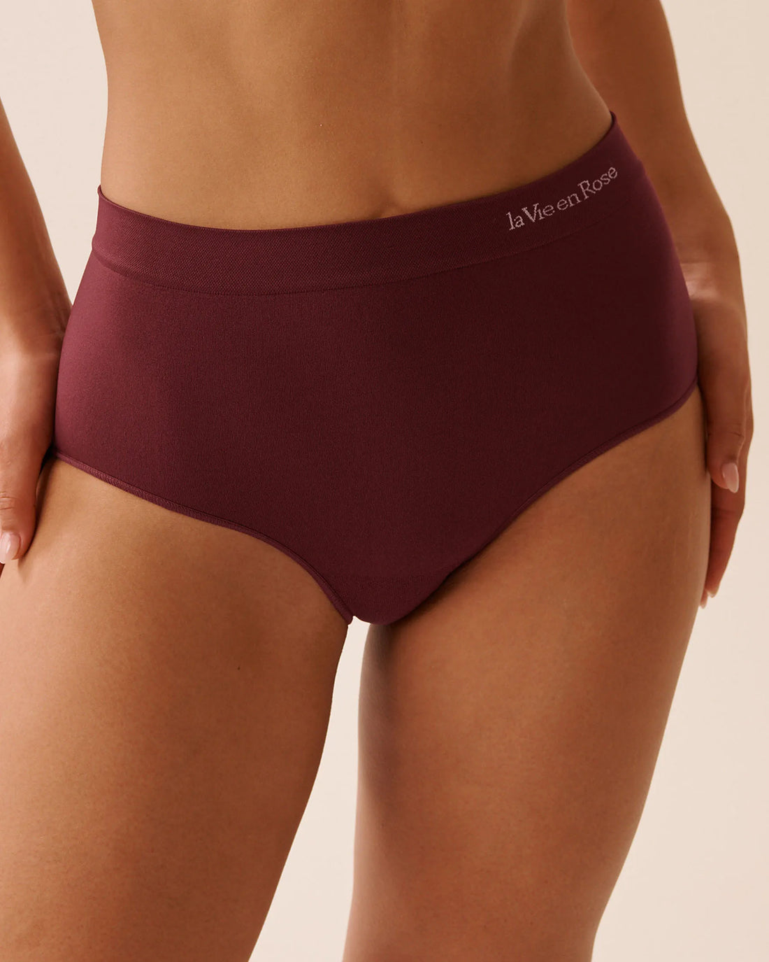 La Vie en Rose_Burgundy_Seamless Fabric High Waist Bikini Panty_20200692_50062_01