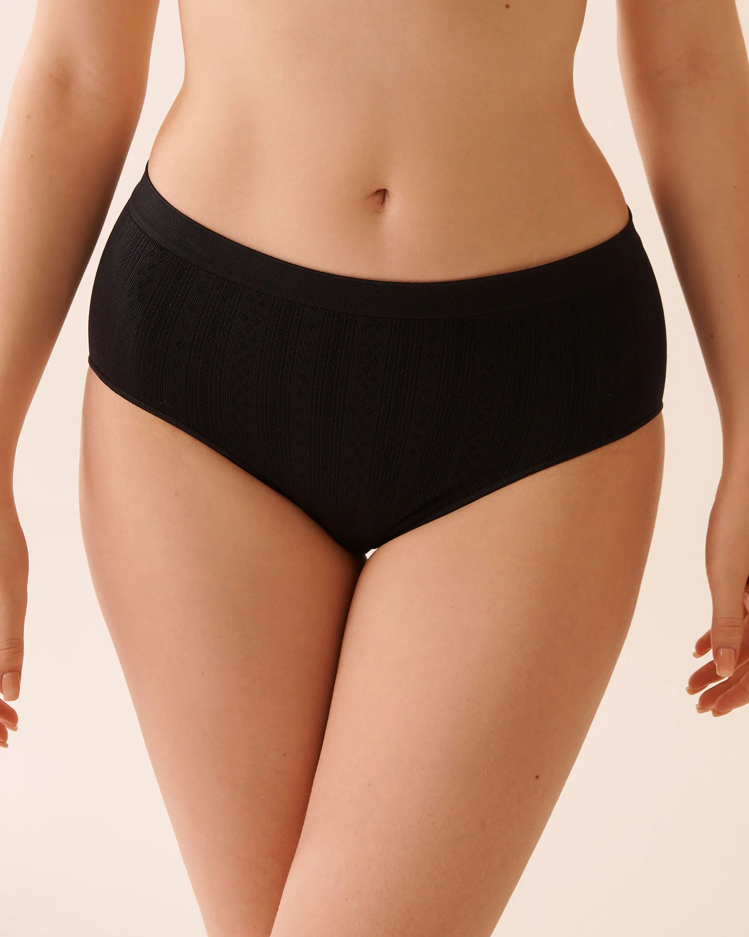 La Vie en Rose_Black Beauty_Seamless Fabric Pointelle High Waist Bikini Panty_20200711_00001_01
