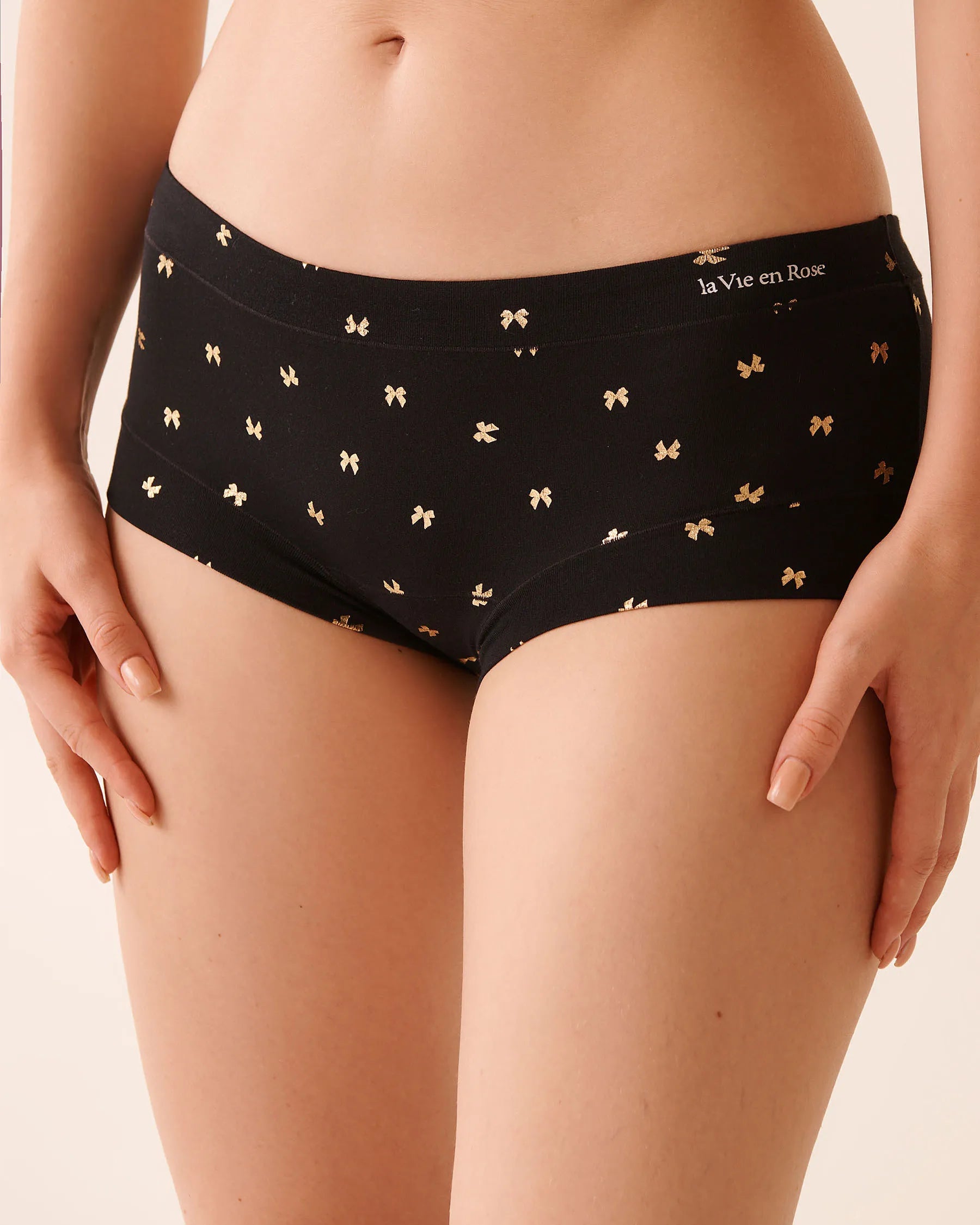 La Vie en Rose_Black Beauty &amp; Gold Bows_Modal Boyleg Panty_20200714_P00475_01