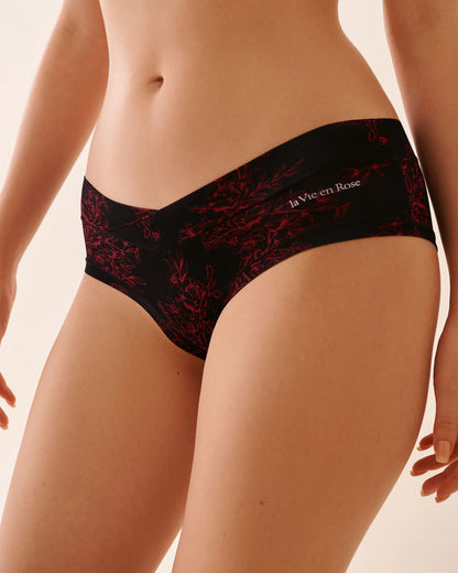 La Vie en Rose_Black Beauty &amp;Savvy Red Floral_Perfect Fit Hiphugger Panty_20200729_P00474_01