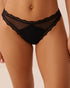 La Vie en Rose Black Beauty Women Mesh and Lace Trim Thong Panty SKU: 20200770_00001 Image 01