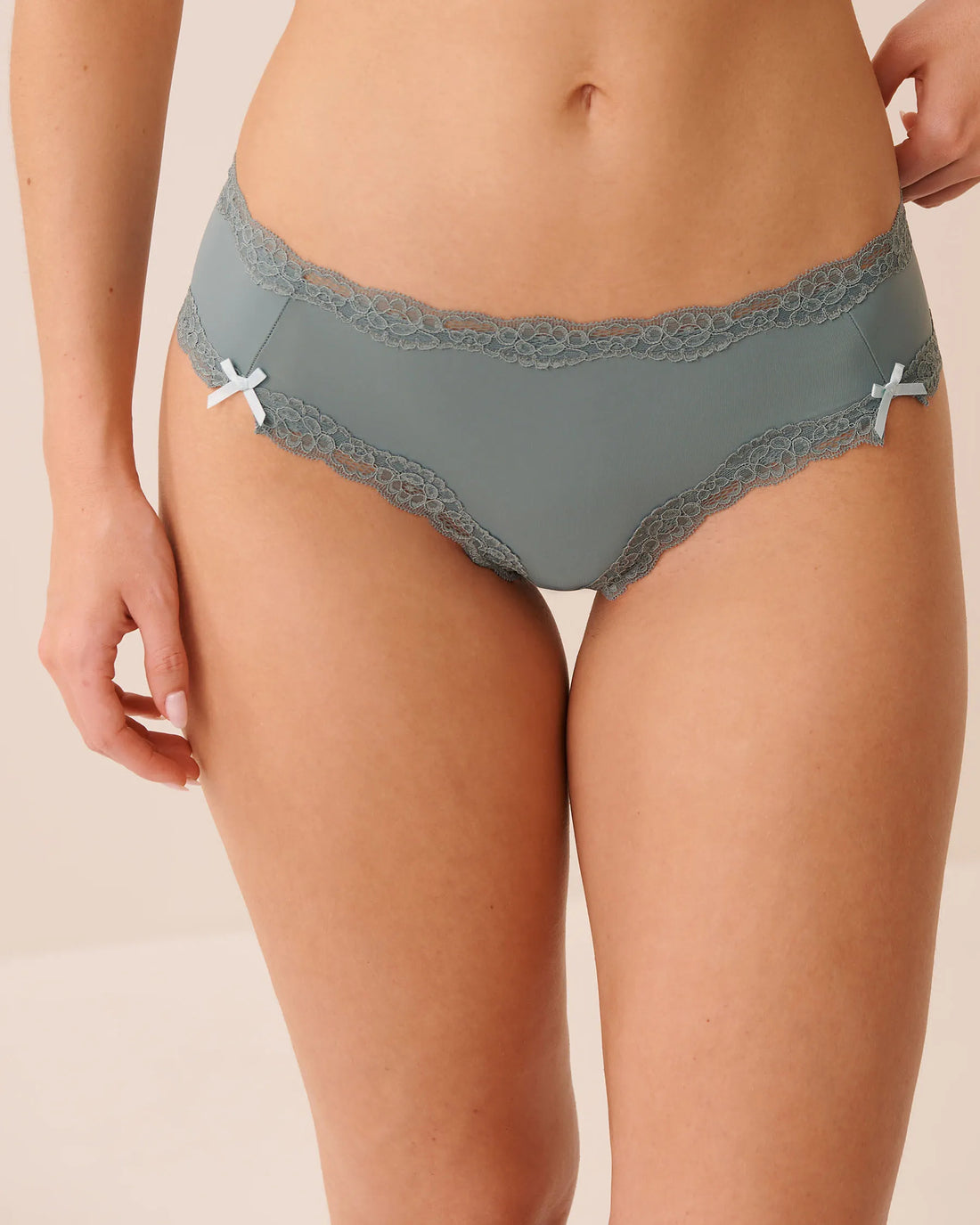 La Vie en Rose Goblin Blue Women Lace-Trim &amp; Bow Microfiber Cheeky Panty SKU: 20200827_40100 Image 01