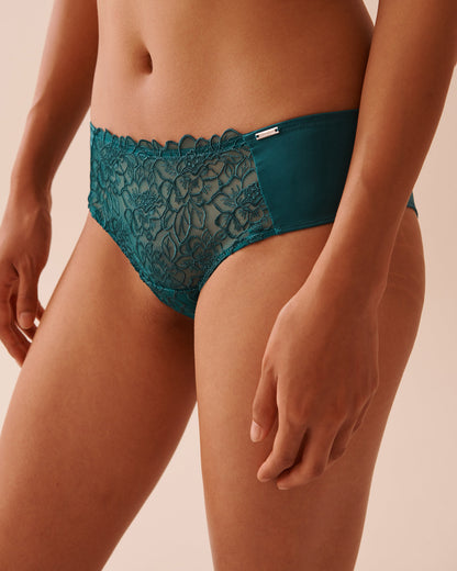 Shiny Microfiber and Embroidered Mesh Cheeky Panty_20300355_30032_01