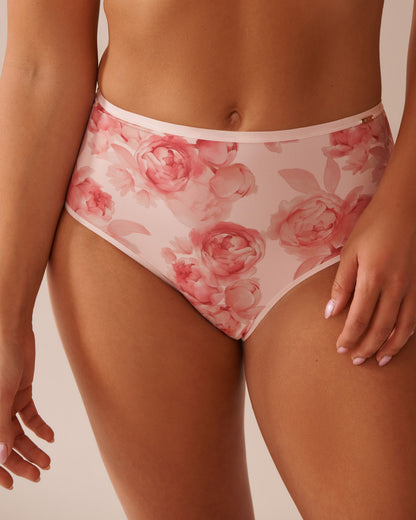 La Vie en Rose_Multi Pink Roses_Microfiber Sleek Back High Waist Bikini Panty_20300408_P60354_03
