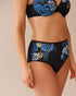 La Vie en Rose_Black & Blue Garden_Microfiber Sleek Back High Waist Bikini Panty_20300425_P00430_01