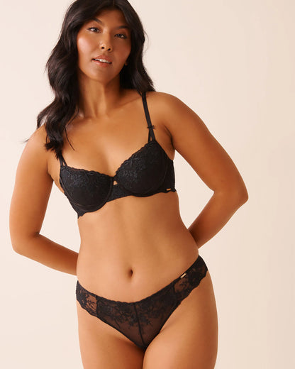 La Vie en Rose_Black Flowers Embroidery_Lace Garter Brazilian Panty_20300449_P00470_06