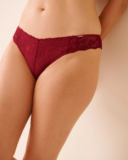 La Vie en Rose_Red Flowers Embroidery_Lace Garter Brazilian Panty_20300449_P60420_05
