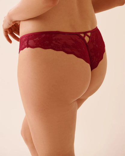 La Vie en Rose_Red Flowers Embroidery_Lace Garter Brazilian Panty_20300449_P60420_06